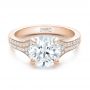 18k Rose Gold 18k Rose Gold Custom Micro-pave Diamond Engagement Ring - Flat View -  100571 - Thumbnail