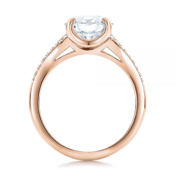 14k Rose Gold 14k Rose Gold Custom Micro-pave Diamond Engagement Ring - Front View -  100571