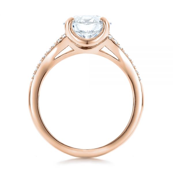 18k Rose Gold 18k Rose Gold Custom Micro-pave Diamond Engagement Ring - Front View - 100571