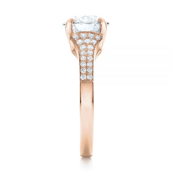 14k Rose Gold 14k Rose Gold Custom Micro-pave Diamond Engagement Ring - Side View -  100571