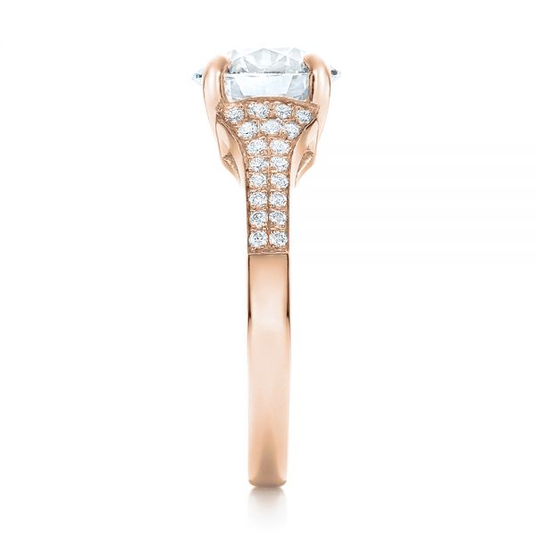 18k Rose Gold 18k Rose Gold Custom Micro-pave Diamond Engagement Ring - Side View - 100571