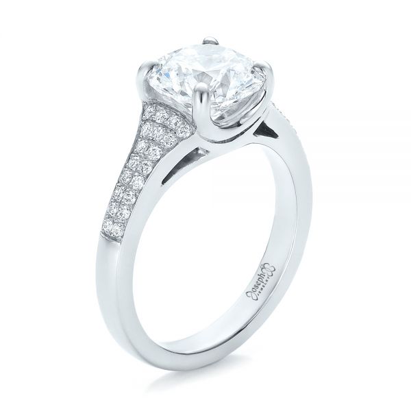 14k White Gold 14k White Gold Custom Micro-pave Diamond Engagement Ring - Three-Quarter View -  100571