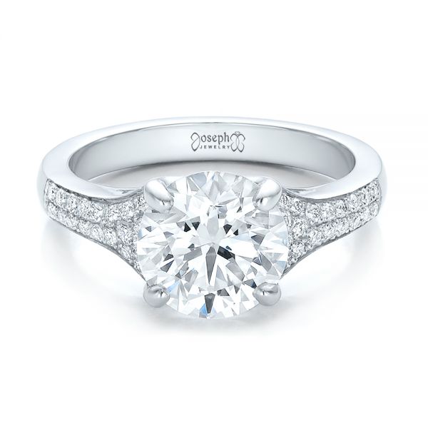 18k White Gold 18k White Gold Custom Micro-pave Diamond Engagement Ring - Flat View -  100571