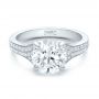  Platinum Custom Micro-pave Diamond Engagement Ring - Flat View -  100571 - Thumbnail
