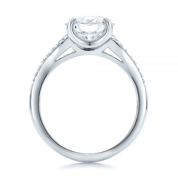 14k White Gold 14k White Gold Custom Micro-pave Diamond Engagement Ring - Front View -  100571