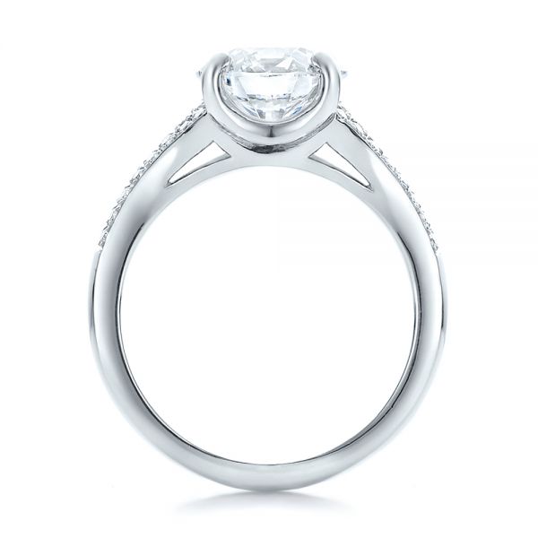 Platinum Custom Micro-pave Diamond Engagement Ring - Front View - 100571