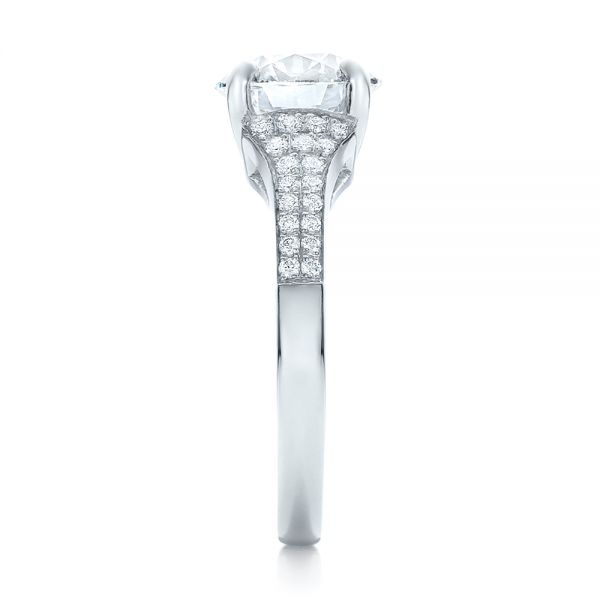 Platinum Custom Micro-pave Diamond Engagement Ring - Side View - 100571