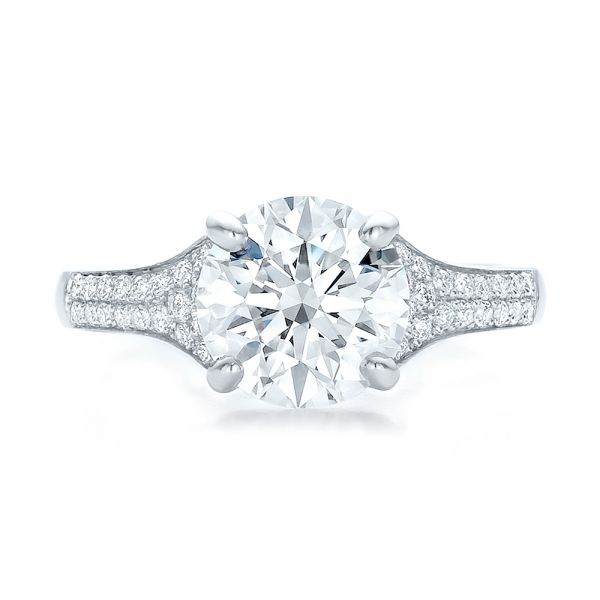 18k White Gold 18k White Gold Custom Micro-pave Diamond Engagement Ring - Top View -  100571