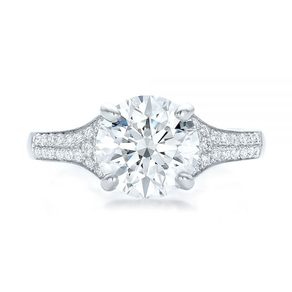 Platinum Custom Micro-pave Diamond Engagement Ring - Top View - 100571