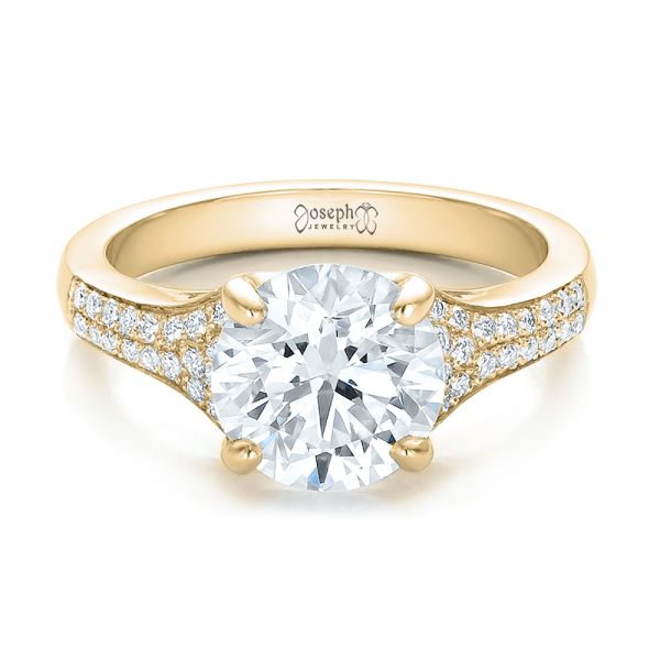 14k Yellow Gold 14k Yellow Gold Custom Micro-pave Diamond Engagement Ring - Flat View -  100571
