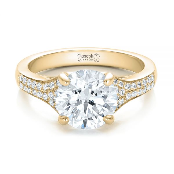 14k Yellow Gold 14k Yellow Gold Custom Micro-pave Diamond Engagement Ring - Flat View - 100571