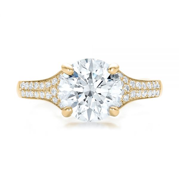 14k Yellow Gold 14k Yellow Gold Custom Micro-pave Diamond Engagement Ring - Top View -  100571