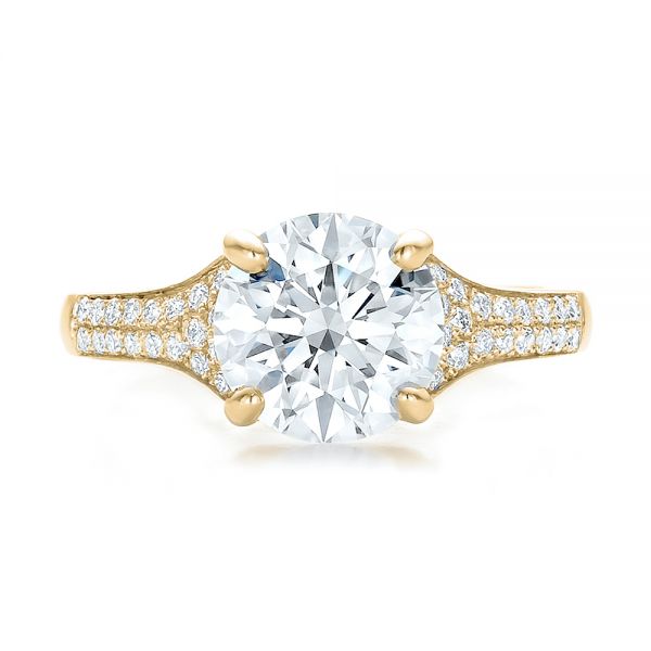 14k Yellow Gold 14k Yellow Gold Custom Micro-pave Diamond Engagement Ring - Top View - 100571