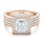 14k Rose Gold 14k Rose Gold Custom Micro-pave Halo Diamond Engagement Ring - Flat View -  100686 - Thumbnail