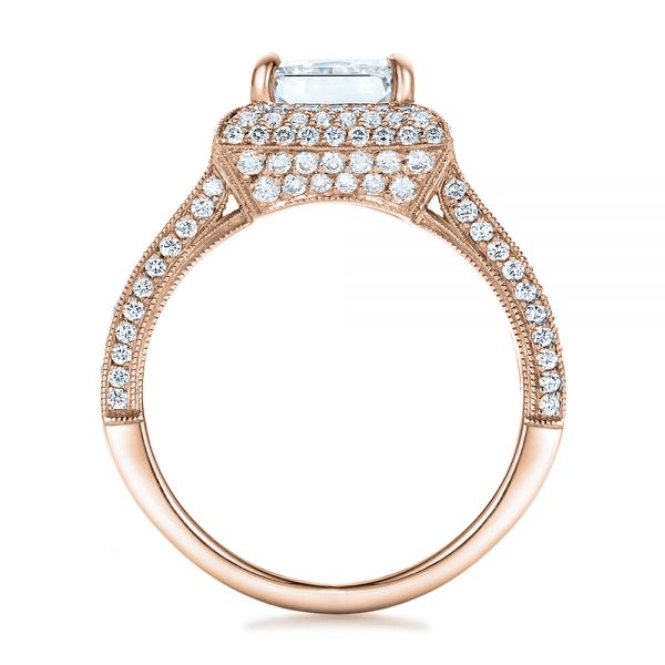 14k Rose Gold 14k Rose Gold Custom Micro-pave Halo Diamond Engagement Ring - Front View - 100686