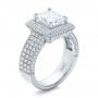 18k White Gold 18k White Gold Custom Micro-pave Halo Diamond Engagement Ring - Three-Quarter View -  100686 - Thumbnail