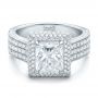 18k White Gold 18k White Gold Custom Micro-pave Halo Diamond Engagement Ring - Flat View -  100686 - Thumbnail