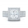  Platinum Custom Micro-pave Halo Diamond Engagement Ring - Top View -  100686 - Thumbnail