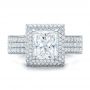 18k White Gold 18k White Gold Custom Micro-pave Halo Diamond Engagement Ring - Top View -  100686 - Thumbnail