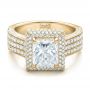 14k Yellow Gold 14k Yellow Gold Custom Micro-pave Halo Diamond Engagement Ring - Flat View -  100686 - Thumbnail