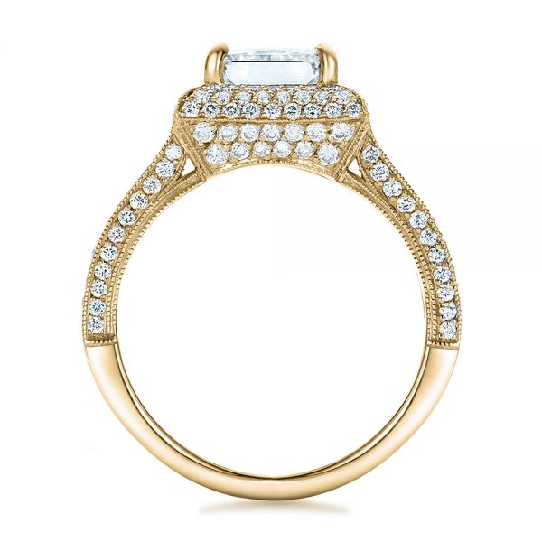 18k Yellow Gold 18k Yellow Gold Custom Micro-pave Halo Diamond Engagement Ring - Front View -  100686