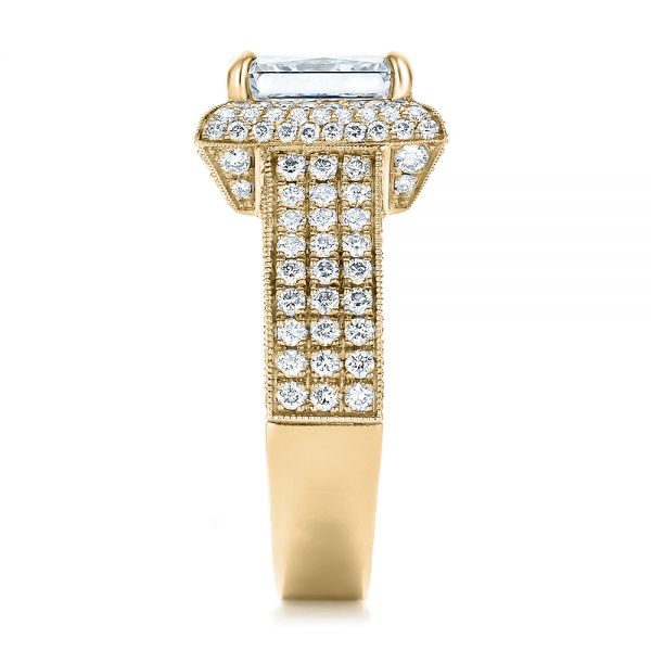 18k Yellow Gold 18k Yellow Gold Custom Micro-pave Halo Diamond Engagement Ring - Side View - 100686