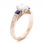 18k Rose Gold 18k Rose Gold Custom Moissanite And Blue Sapphire Engagement Ring - Three-Quarter View -  102128 - Thumbnail