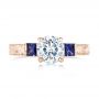 14k Rose Gold 14k Rose Gold Custom Moissanite And Blue Sapphire Engagement Ring - Top View -  102128 - Thumbnail