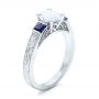  Platinum Custom Moissanite And Blue Sapphire Engagement Ring - Three-Quarter View -  102128 - Thumbnail