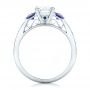  Platinum Custom Moissanite And Blue Sapphire Engagement Ring - Front View -  102128 - Thumbnail
