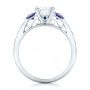 14k White Gold 14k White Gold Custom Moissanite And Blue Sapphire Engagement Ring - Front View -  102128 - Thumbnail