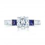 Platinum Custom Moissanite And Blue Sapphire Engagement Ring - Top View -  102128 - Thumbnail