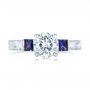 18k White Gold 18k White Gold Custom Moissanite And Blue Sapphire Engagement Ring - Top View -  102128 - Thumbnail