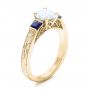 14k Yellow Gold 14k Yellow Gold Custom Moissanite And Blue Sapphire Engagement Ring - Three-Quarter View -  102128 - Thumbnail