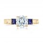 14k Yellow Gold 14k Yellow Gold Custom Moissanite And Blue Sapphire Engagement Ring - Top View -  102128 - Thumbnail