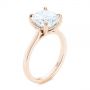 14k Rose Gold 14k Rose Gold Custom Moissanite And Hidden Halo Diamond Engagement Ring - Three-Quarter View -  105119 - Thumbnail
