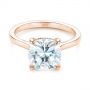 18k Rose Gold 18k Rose Gold Custom Moissanite And Hidden Halo Diamond Engagement Ring - Flat View -  105119 - Thumbnail