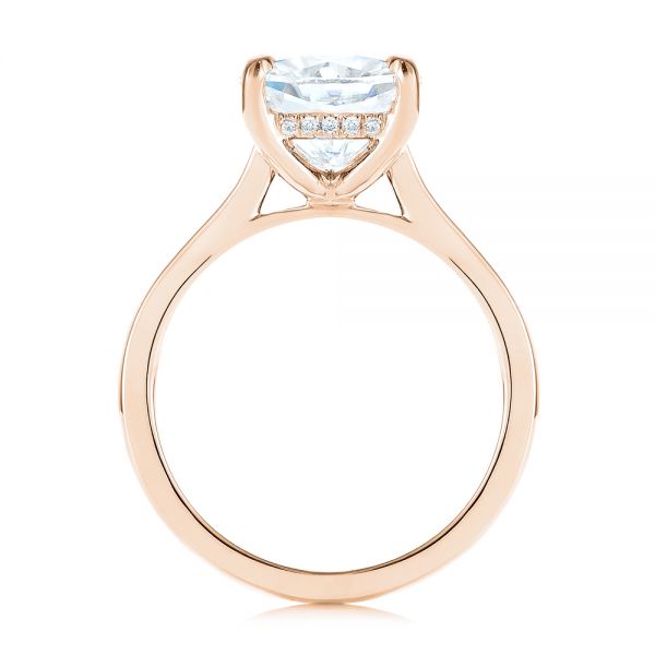 14k Rose Gold 14k Rose Gold Custom Moissanite And Hidden Halo Diamond Engagement Ring - Front View - 105119