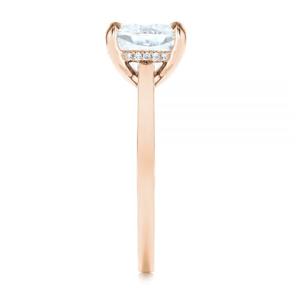 18k Rose Gold 18k Rose Gold Custom Moissanite And Hidden Halo Diamond Engagement Ring - Side View -  105119
