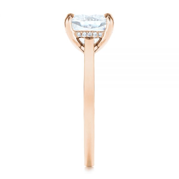 14k Rose Gold 14k Rose Gold Custom Moissanite And Hidden Halo Diamond Engagement Ring - Side View - 105119