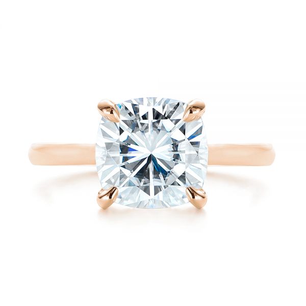18k Rose Gold 18k Rose Gold Custom Moissanite And Hidden Halo Diamond Engagement Ring - Top View -  105119