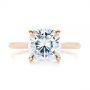 18k Rose Gold 18k Rose Gold Custom Moissanite And Hidden Halo Diamond Engagement Ring - Top View -  105119 - Thumbnail