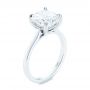 14k White Gold Custom Moissanite And Hidden Halo Diamond Engagement Ring - Three-Quarter View -  105119 - Thumbnail