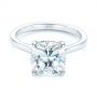 14k White Gold Custom Moissanite And Hidden Halo Diamond Engagement Ring - Flat View -  105119 - Thumbnail
