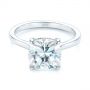  Platinum Platinum Custom Moissanite And Hidden Halo Diamond Engagement Ring - Flat View -  105119 - Thumbnail