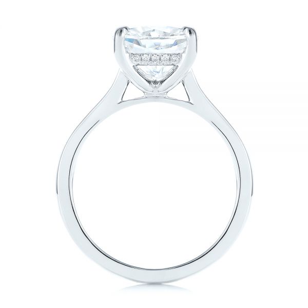14k White Gold Custom Moissanite And Hidden Halo Diamond Engagement Ring - Front View - 105119