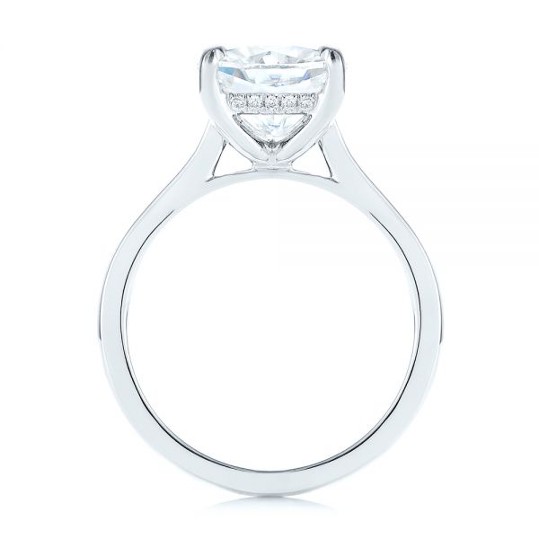  Platinum Platinum Custom Moissanite And Hidden Halo Diamond Engagement Ring - Front View -  105119