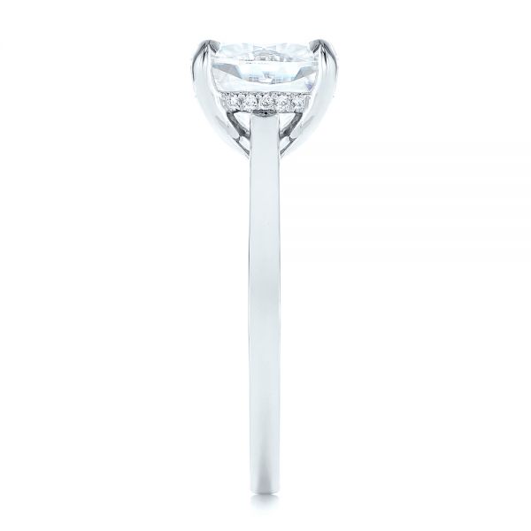 14k White Gold Custom Moissanite And Hidden Halo Diamond Engagement Ring - Side View - 105119