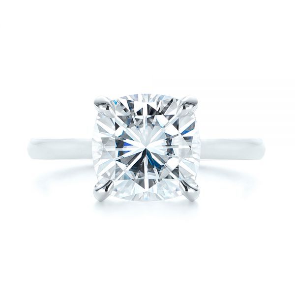  Platinum Platinum Custom Moissanite And Hidden Halo Diamond Engagement Ring - Top View -  105119