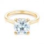 18k Yellow Gold 18k Yellow Gold Custom Moissanite And Hidden Halo Diamond Engagement Ring - Flat View -  105119 - Thumbnail